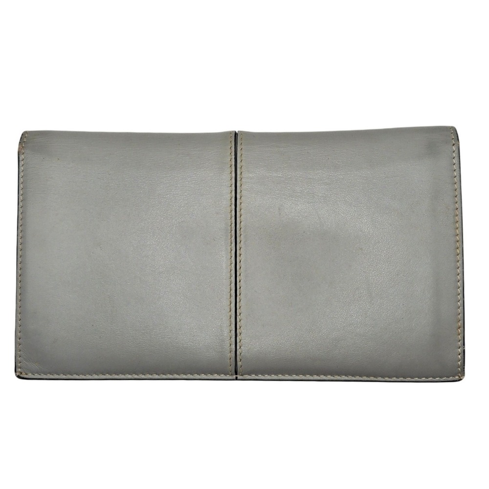 Celine Paris Grey Leather Bifold Long Wallet Made in Italy Suede Lining - Picture 2 of 12
